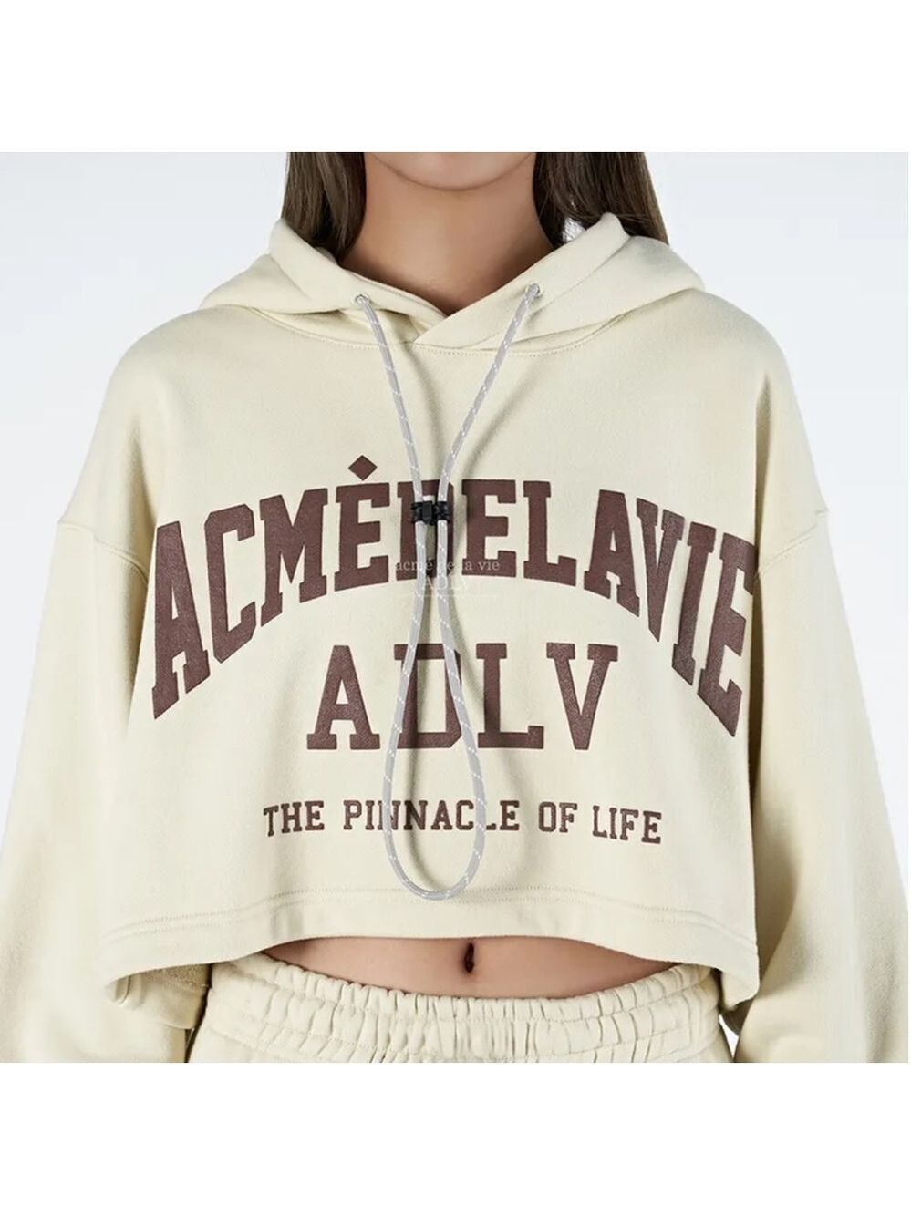 acmé de la vie CROP SETUP HOODIE BEIGE